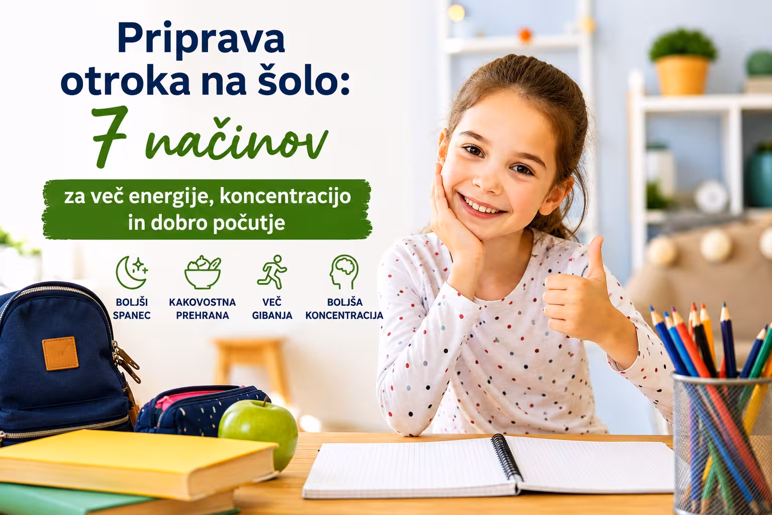 Priprava otroka na šolo – otrok z nahrbtnikom pred začetkom šolskega leta